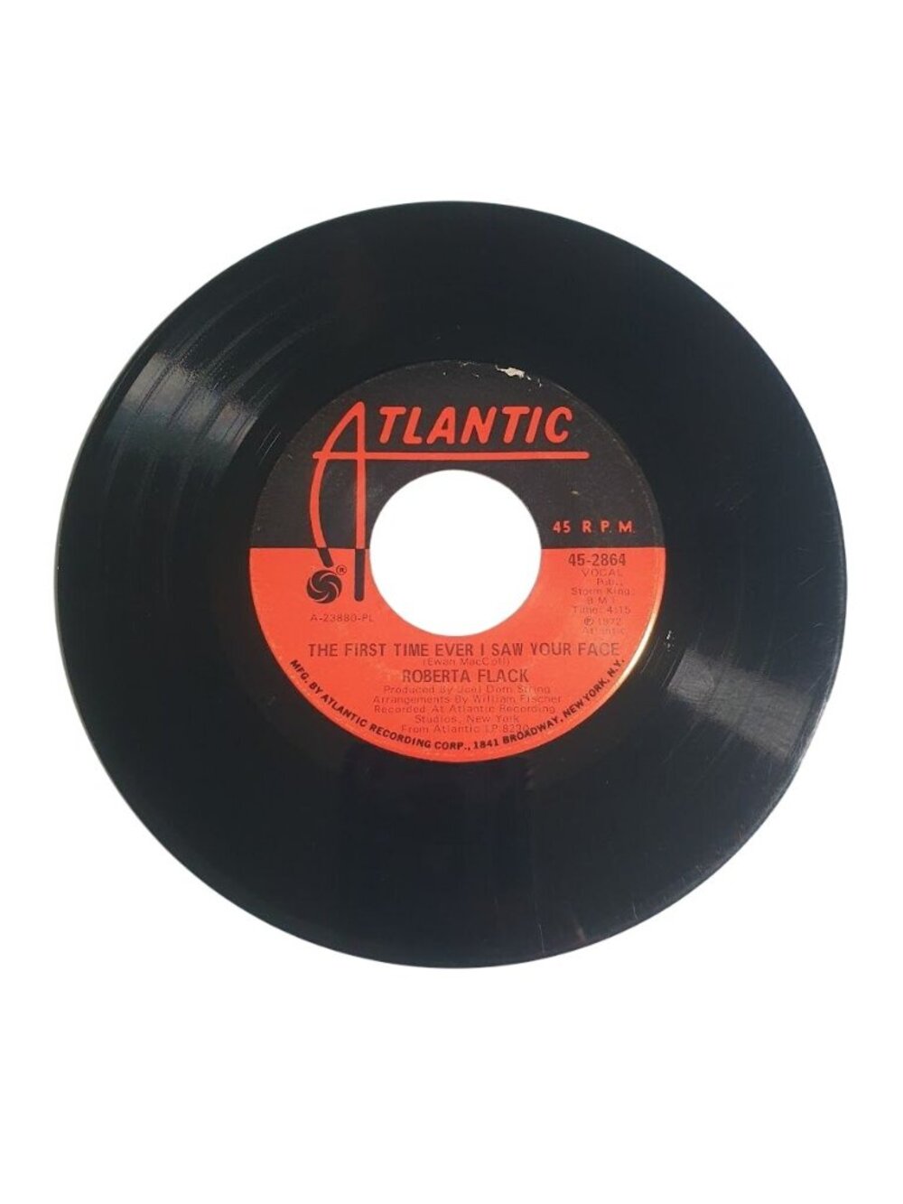 Roberta Flack The First Time Ever I Saw Your Face Vinyl Record Atlantic 45 RPM 4